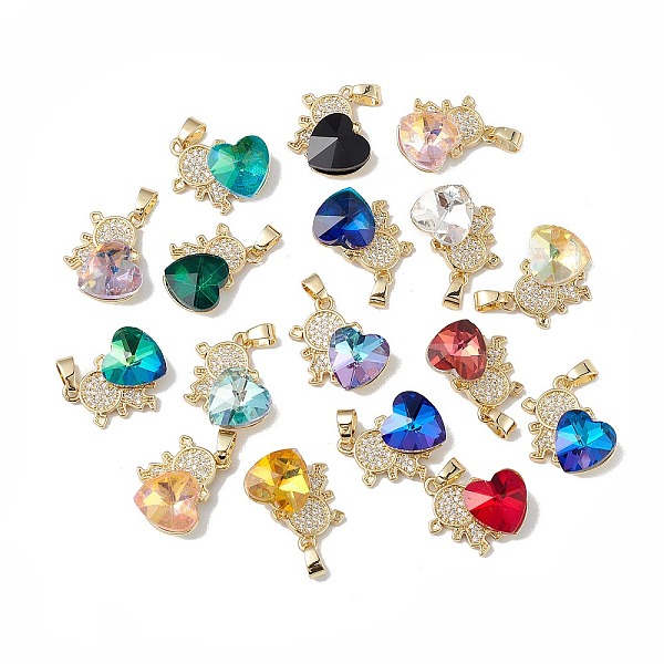 

PandaHall Real 18K Gold Plated Rack Plating Brass Micro Pave Clear Cubic Zirconia Pendants, with Glass, Long-Lasting Plated, Cadmium Free &..., Multicolor
