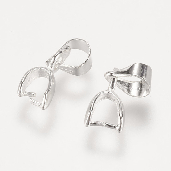

PandaHall Brass Ice Pick Pinch Bails, Nickel Free, Silver Color Plated, 11mm, Hole: 3mm Brass