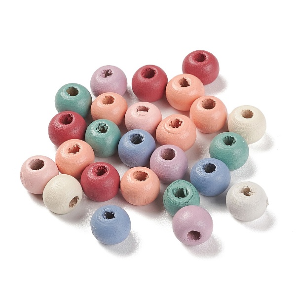 pandahall spray painted natural maple wood beads, round, mixed color, 8.5x6.5mm, hole: 2.5mm, about 3000pcs/500g wood round multicolor