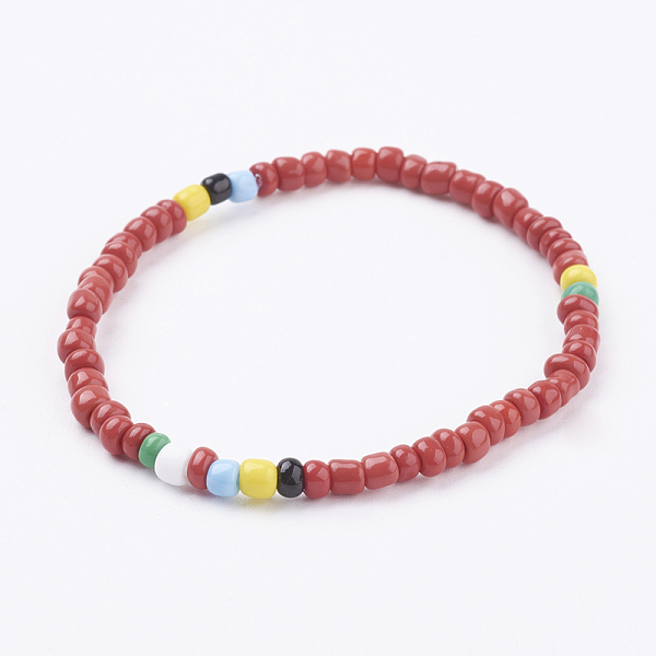 

PandaHall Glass Seed Beads Stretch Bracelets, Red, 2-1/4 inch(56mm) Glass Red