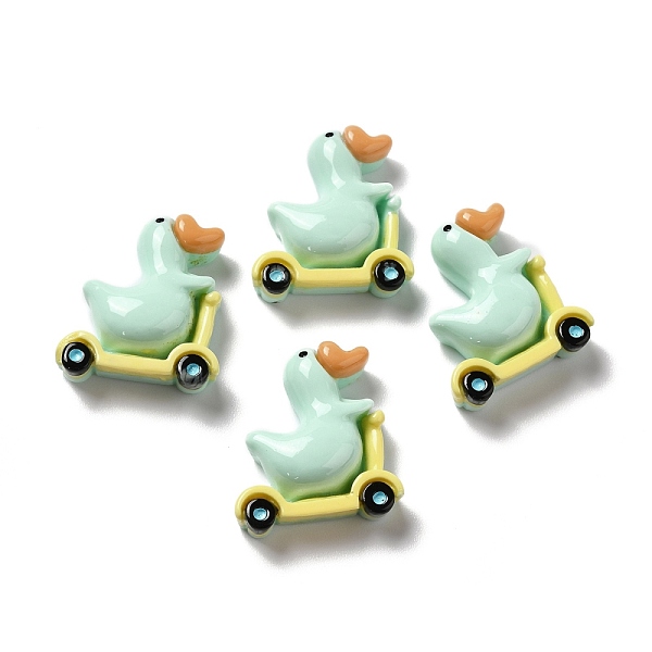 PandaHall Opaque Resin Cabochons, Scooter Duck, Pale Turquoise, 23x20x7mm Resin Duck