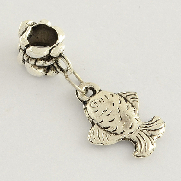 

PandaHall Large Hole Alloy European Dangle Charms, Fish, Antique Silver, 28mm, Hole: 4mm Alloy Fish