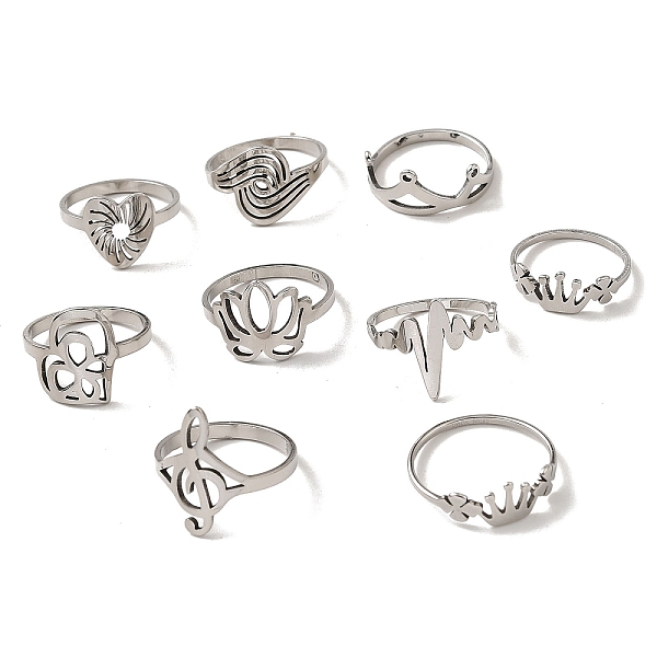 

PandaHall 201 Stainless Steel Finger Ring, Mixed Shape, Stainless Steel Color, Inner Diameter: 16~20mm 201 Stainless Steel Mixed Shapes