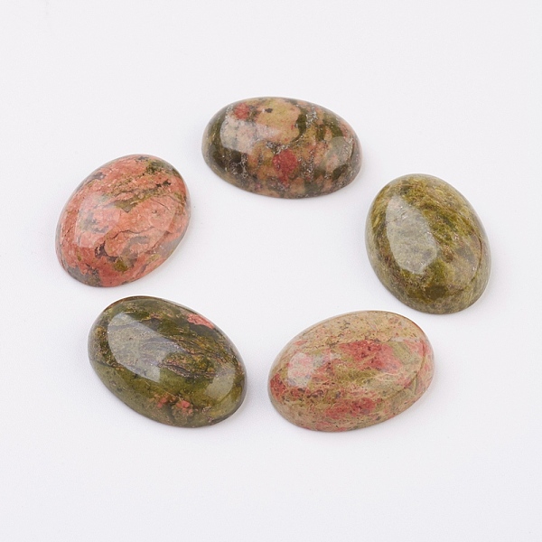 

PandaHall Natural Unakite Flat Back Cabochons, Oval, 18x13mm Unakite Oval