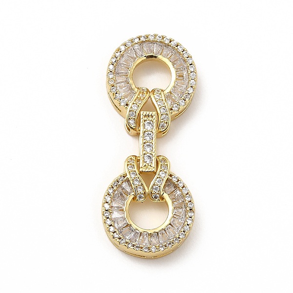 

PandaHall Rack Plating Brass Pave Clear Cubic Zirconia Fold Over Clasps, Cadmium Free & Lead Free, Flat Round, Real 18K Gold Plated...