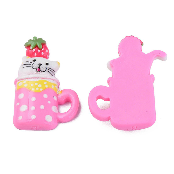

PandaHall Opaque Resin Cabochons, Cat with Cup, Pearl Pink, 33x25x7mm Resin Cat Shape