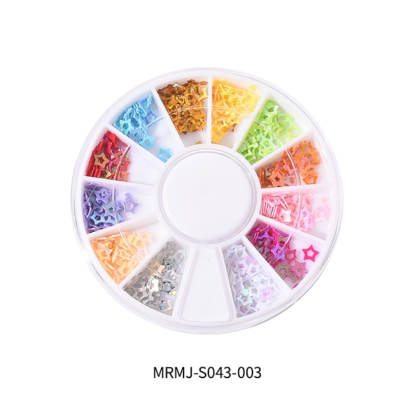 

PandaHall Plastic Sequins/Paillette, Nail Art Decorations, Star, Mixed Color, 3x3.5mm, box: 5.85x0.75cm, 12color/box Plastic Star..., Multicolor