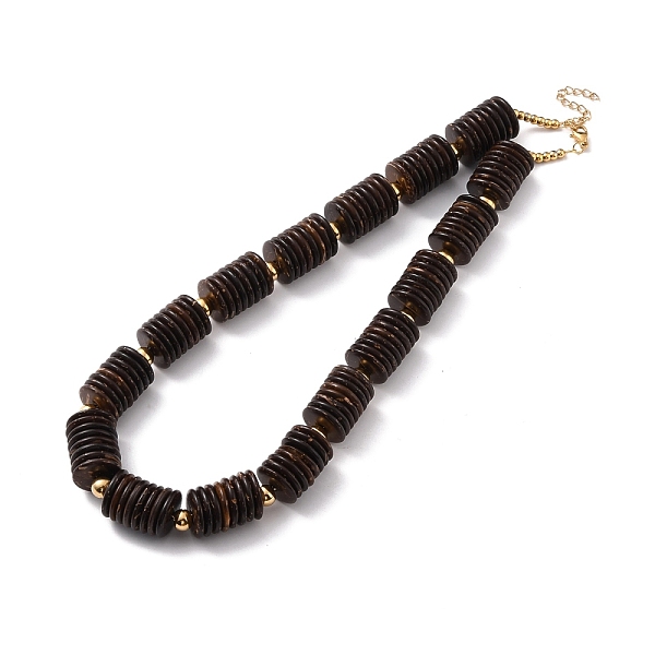 

PandaHall Coconut Shell Beaded Necklaces, with 304 Stainless Steel Beads and 201 Stainless Steel Lobster Claw Clasps, Coconut Brown, 42cm...