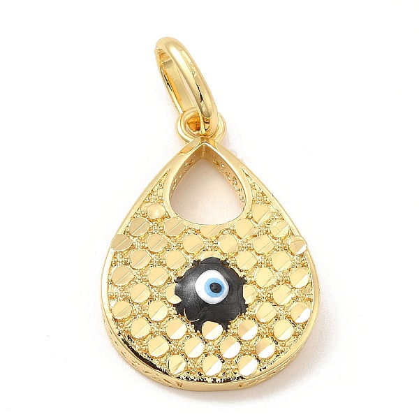 

PandaHall Brass Pendants, with Enamel, Real 18K Gold Plated, Long-Lasting Plated, Teardrop with Evil Eye Charm, Black, 34x23.5x6mm, Hole...