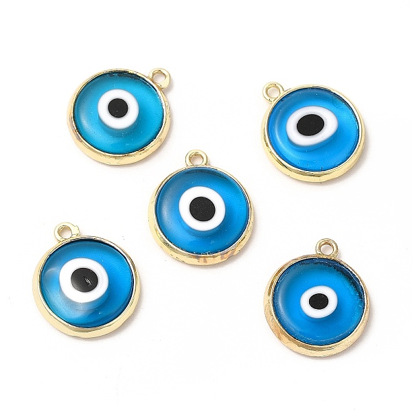 

PandaHall Handmade Lampwork Pendants, with Golden Tone Brass Findings, Cadmium Free & Lead Free, Evil Eye, Dodger Blue, 16x13.5x3mm, Hole...
