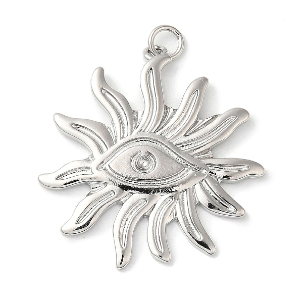 

PandaHall Rack Plating Brass Pendants, with Jump Ring, Lead Free & Cadmium Free, Long-Lasting Plated, Sun with Eye Charm, Platinum...