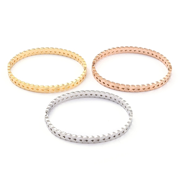 

PandaHall 304 Stainless Steel Bangles, Leaf, Textured, Mixed Color, Inner Diameter: 2-3/8x1-7/8 inch(6.05x4.95cm) 304 Stainless Steel