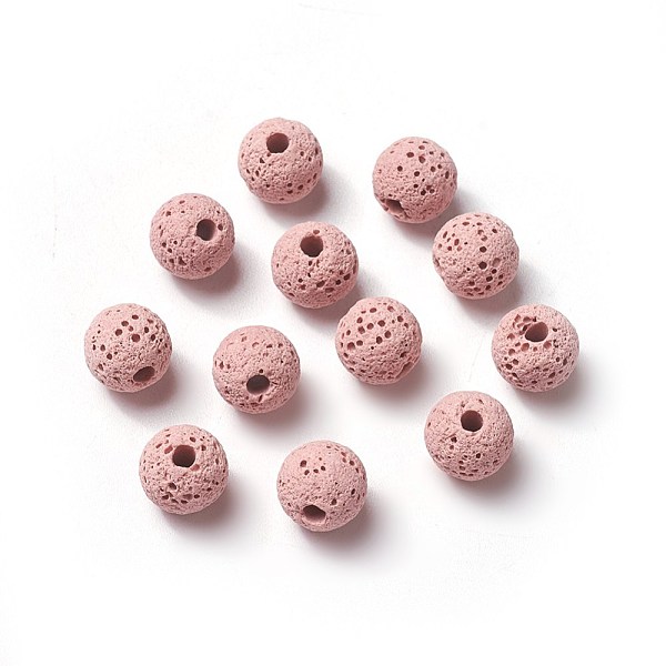 

PandaHall Unwaxed Natural Lava Rock Beads, for Perfume Essential Oil Beads, Aromatherapy Beads, Dyed, Round, Pink, 8.5mm, Hole: 1.5~2mm Lava...