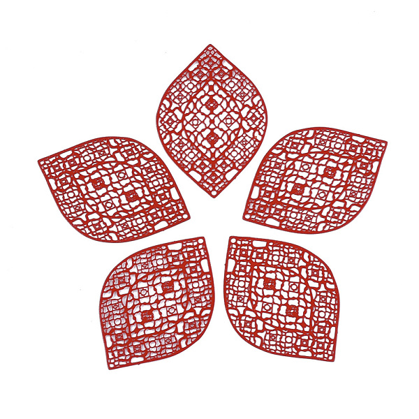 

PandaHall 430 Stainless Steel Filigree Pendants, Spray Painted, Etched Metal Embellishments, Leaf, Red, 41x28x0.5mm, Hole: 1mm Stainless...
