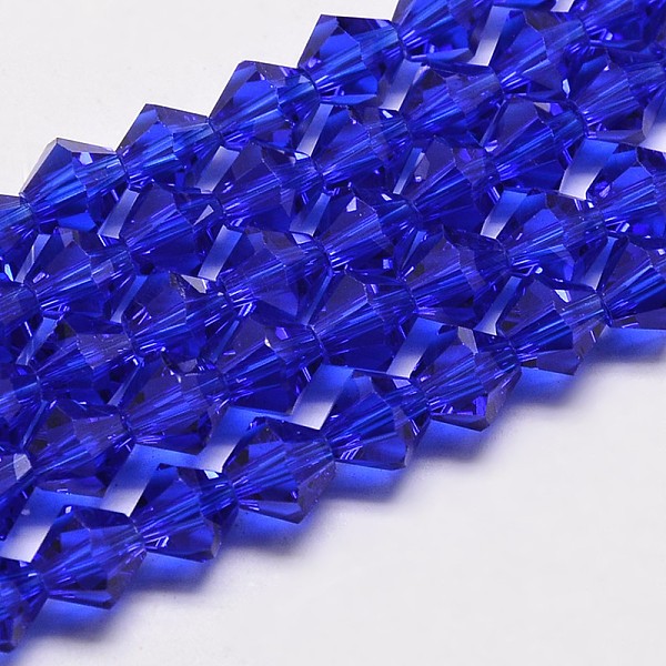

PandaHall Imitate Austrian Crystal Bicone Glass Beads Strands, Grade AA, Faceted, Medium Blue, 6x6mm, Hole: 1mm, about 50pcs/strand, 10.5...