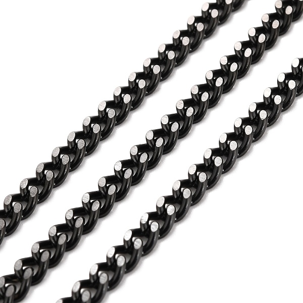 

PandaHall Vacuum Plating 304 Stainless Steel Cuban Link Chains, Unwelded, with Spool, Electrophoresis Black, 7x5x2mm, about 32.81 Feet...