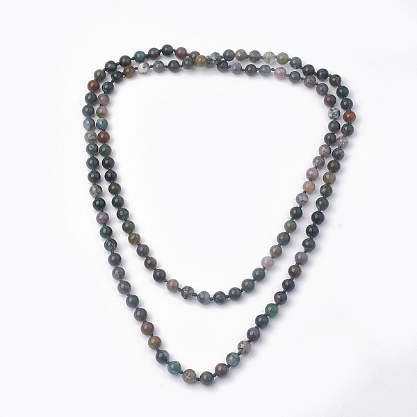 

PandaHall Natural Indian Agate Beaded Multi-strand Necklaces, Double Layer Necklaces, Round, 47.24 inch~48.03 inch(120~122cm) Indian Agate