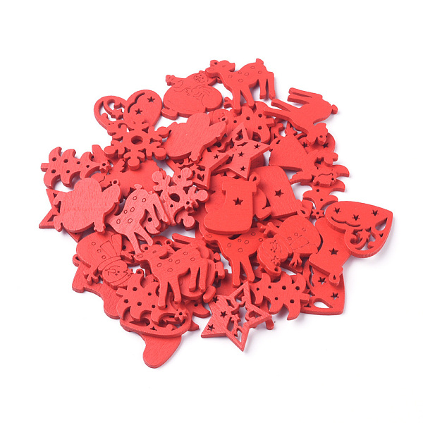 

PandaHall Natural Poplar Wood Pendants, Spray Painted, for Christmas, Red, 27~32.5x21.5~27.5x2.5mm, Hole: 0.9~2.5mm Wood Mixed Shapes Red