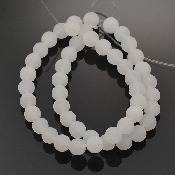 

PandaHall Natural White Jade Round Beads Strands, Frosted, 10mm, Hole: 1mm, about 38pcs/strand, 15.3 inch White Jade Round White