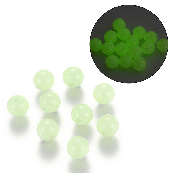 

PandaHall Luminous Acrylic Round Beads, Glow in the Dark, Pale Green, 5mm, Hole: 1.5mm, about 8000pcs/500g Acrylic Round Green