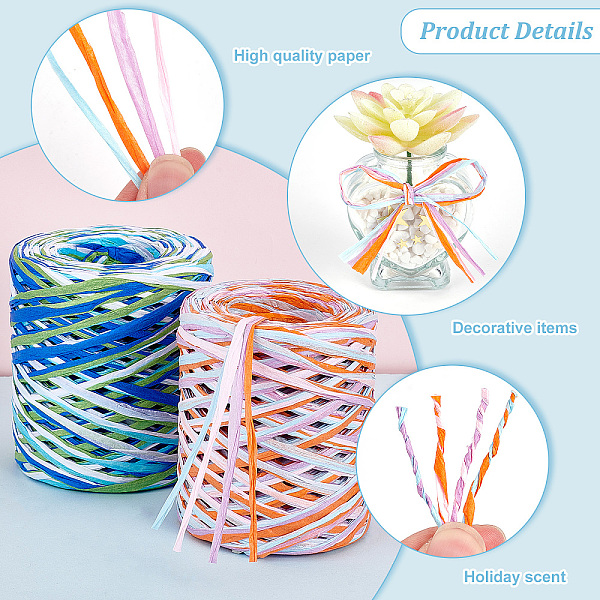 

PandaHall Colored Raffia Paper Ribbon, 656 Feet Matte Twine Raffia Ribbon 2 Colors Paper String Raffia Ribbon for Gift Wrapping, Gift Box...