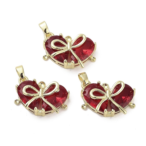 

PandaHall Real 18K Gold Plated Brass Glass Pendants, Heart with Bowknot Charm, Lead Free & Cadmium Free, Long-Lasting Plated, Red, 14x19x6mm...