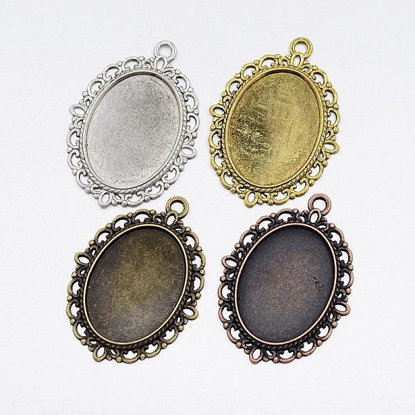 

PandaHall Zinc Alloy Oval Pendant Cabochon Settings, DIY Findings for Jewelry Making, Cadmium Free & Nickel Free & Lead Free, Mixed Color...