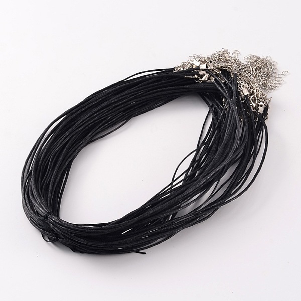 

PandaHall Mixed Size DIY Waxed Cord Necklace Making, with Iron Lobster Claw Clasps and Extender Chains, Black, 15 inch~18 inch, 0.8~1.5mm...