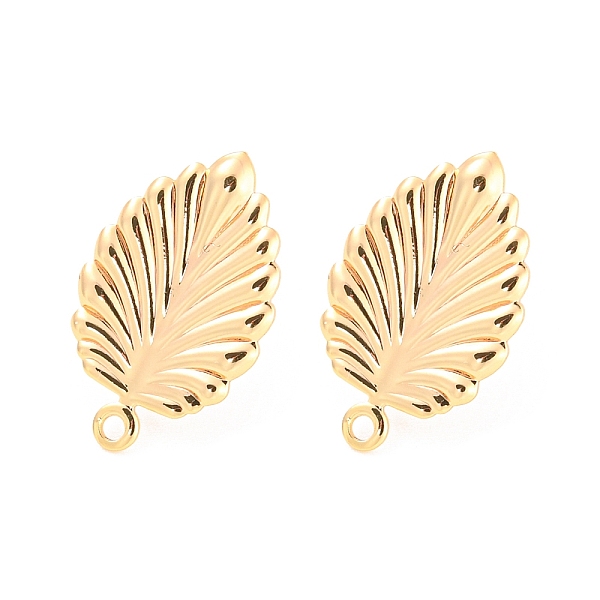 

PandaHall Rack Plating Brass Stud Earring Findings, with Horizontal Loops, Leaf, Real 18K Gold Plated, 19x12mm, Hole: 1.2mm, Pin: 0.8mm...