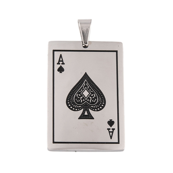 

PandaHall 304 Stainless Steel Pendants, Playing Card, Ace of Spades Charm, Stainless Steel Color, 40x27x1.5mm, Hole: 9x4.5mm 304 Stainless...