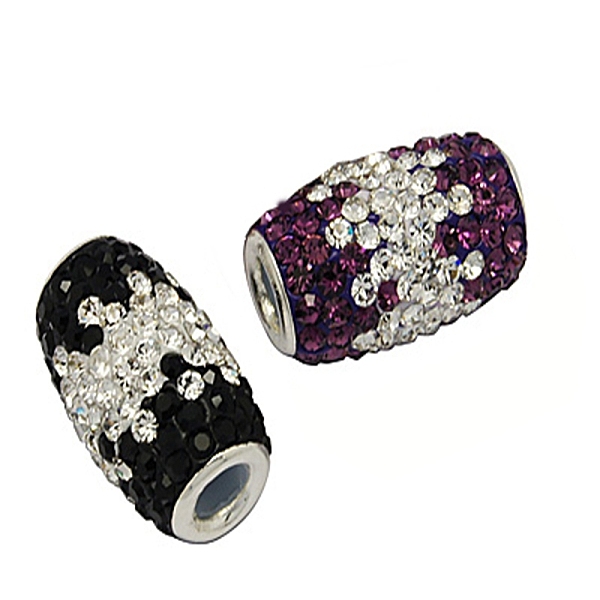 

PandaHall Austrian Crystal European Beads, with 925 Sterling Silver Double Cores, Large Hole Beads, Column, Mixed Color, Size: about 12mm in..., Multicolor