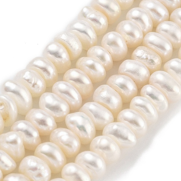 

PandaHall Natural Cultured Freshwater Pearl Beads Strands, Grade 3A, Rondelle, Antique White, 5~5.5mm, Hole: 0.7mm, about 43pcs/strand...