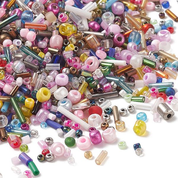 

PandaHall Lucky Bag, Including Mixed Style Glass Seed Beads, Mixed Color, 1.2~4mm, Hole: 0.8~2mm Glass Multicolor