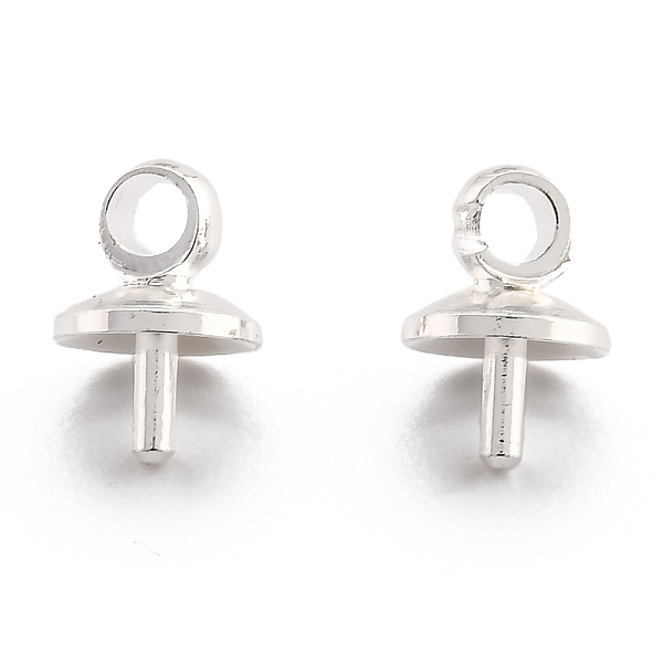 

PandaHall Brass Cup Pearl Peg Bails Pin Pendants, For Half Drilled Beads, Long-Lasting Plated, 925 Sterling Silver Plated, 7x5mm, Hole...
