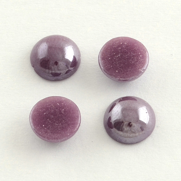 

PandaHall Pearlized Plated Opaque Glass Cabochons, Half Round/Dome, Medium Purple, 5.5x3mm Glass Half Round Purple