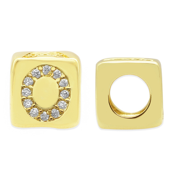

PandaHall Brass Micro Pave Clear Cubic Zirconia European Beads, Cube with Letter, Letter.O, 8.5x8.5x8.5mm, Hole: 5mm, 3pcs/bag Brass Letter...
