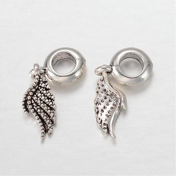 

PandaHall Alloy European Dangle Charms, Large Hole Wing Beads, Antique Silver, 27mm, Hole: 5mm Alloy Wing