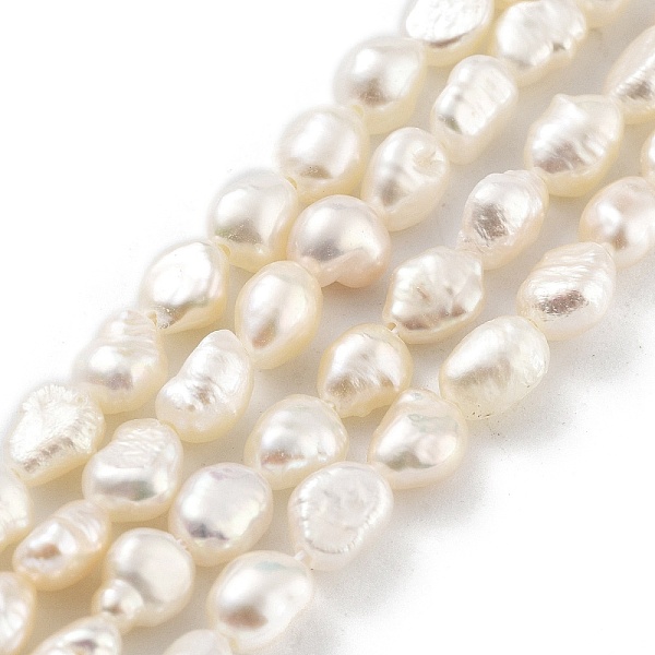 

PandaHall Natural Cultured Freshwater Pearl Beads Strands, Two Sides Polished, Grade 3A, Snow, 5~6mm, Hole: 0.5mm, about 27pcs/strand, 6.89..., White