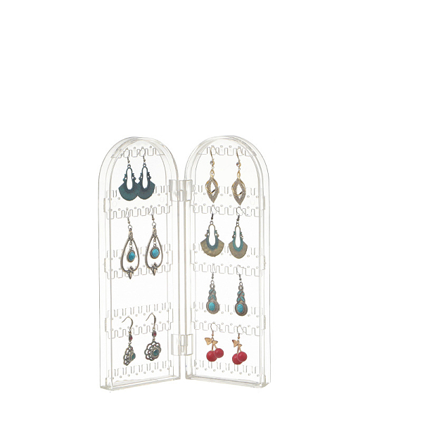 PandaHall Acrylic Earring Display Folding Screen Stands with 2 Folding Panels, Jewellery Earring Organizer Hanging Holder, Clear...