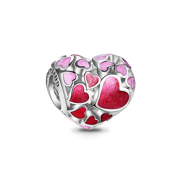 

PandaHall TINYSAND 925 Sterling Silver European Bead, with Enamel, Large Hole Beads, Heart, Silver, 11.85x9.06x10.72mm, Hole: 4.6mm Sterling...