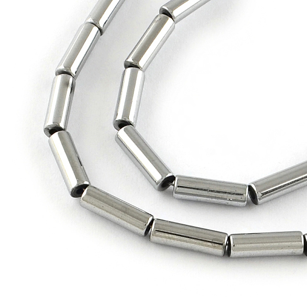 

PandaHall Tube Electroplated Non-magnetic Synthetic Hematite Beads Strands, Platinum Plated, 9x3mm, Hole: 1mm, about 45pcs/strand, 15.7 inch...