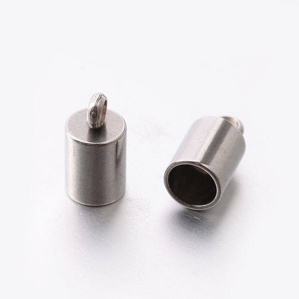 

PandaHall 201 Stainless Steel Cord Ends, End Caps, Stainless Steel Color, 9.5x5mm, Hole: 2mm, 4mm inner diameter 201 Stainless Steel