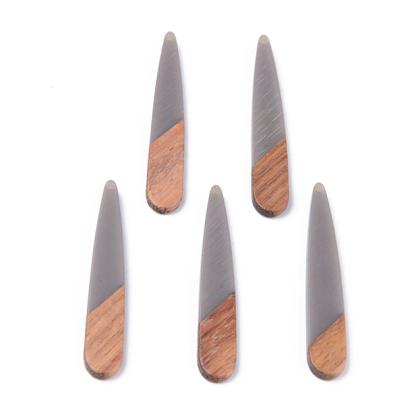 

PandaHall Resin & Walnut Wood Pendants, Teardrop, Gray, 44x7.5x3mm, Hole: 1.2mm Resin+Wood Teardrop Gray
