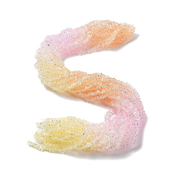 

PandaHall Transparent Glass Bead Strands, Segmented Multi-color Beads, Triangle, Light Salmon, 4.5x4.5x3mm, Hole: 0.9mm, about 142pcs/strand...