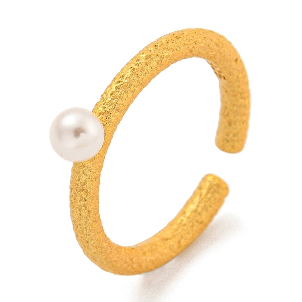 

PandaHall Round Shell Pearl Cuff Ring, 925 Sterling Silver Open Ring for Women, Golden, Adjustable Sterling Silver Round White