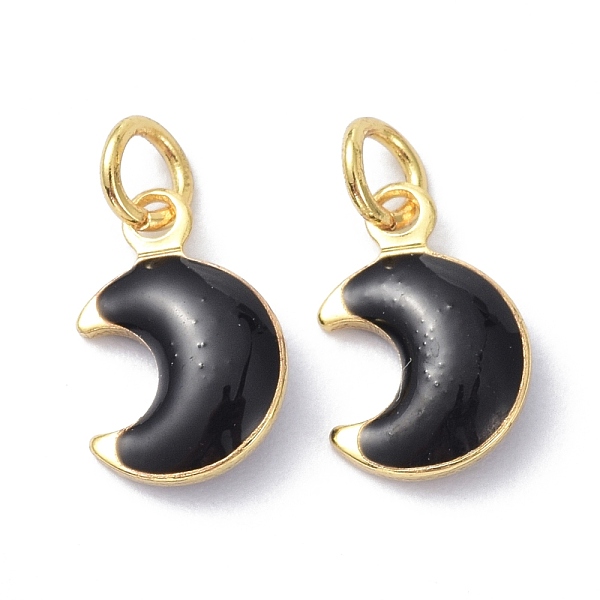 

PandaHall Brass Enamel Charms, Real 18K Gold Plated, with Jump Rings, Moon, Cadmium Free & Lead Free, Black, 11x7x3.5mm, Hole: 2.6mm...