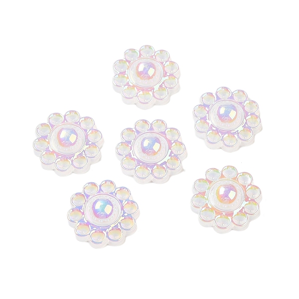 

PandaHall UV Plating Acrylic Cabochons, Iridescent, Flower, 13x13x4.5mm Acrylic Flower