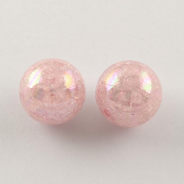 

PandaHall AB Color Transparent Crackle Round Acrylic Beads, Misty Rose, 20mm, Hole: 2.5mm, about 108pcs/500g Acrylic Round Red