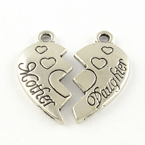 

PandaHall Tibetan Style Alloy Split Pendants, Heart with Word, Cadmium Free & Lead Free, Antique Silver, 23.5x20.5mm, Hole: 1.5mm Alloy...