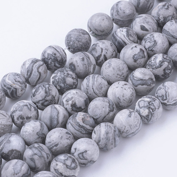 

PandaHall Natural Map Stone/Picasso Stone/Picasso Jasper Bead Strands, Frosted, Round, 8~8.5mm, Hole: 1mm, about 45~47pcs/strand, 14.9 inch...